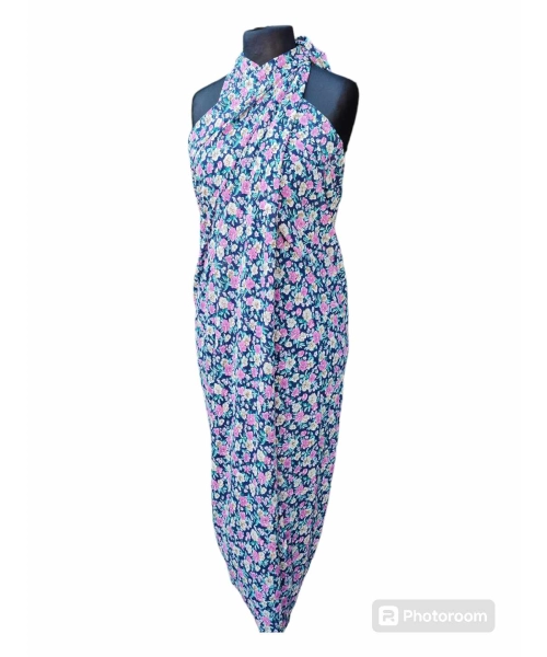 Duża sukienka plażowa - eleganckie PAREO XXL szyfon kolorowa łączka